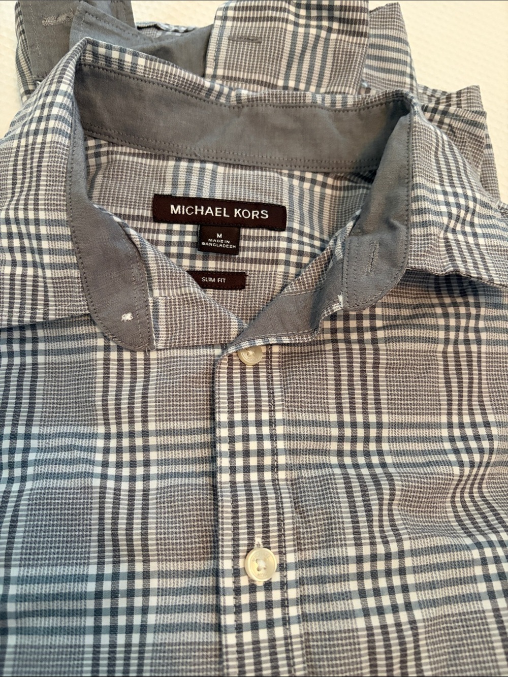 Michael Kors Men's Gray Plaid Dress button down Shirt slim fit size M - Picture 9 of 9